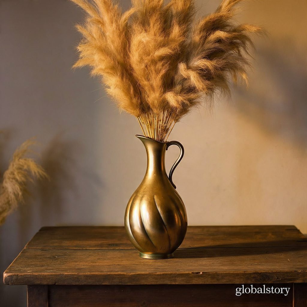 Vintage-Inspired Brass Tone Vase