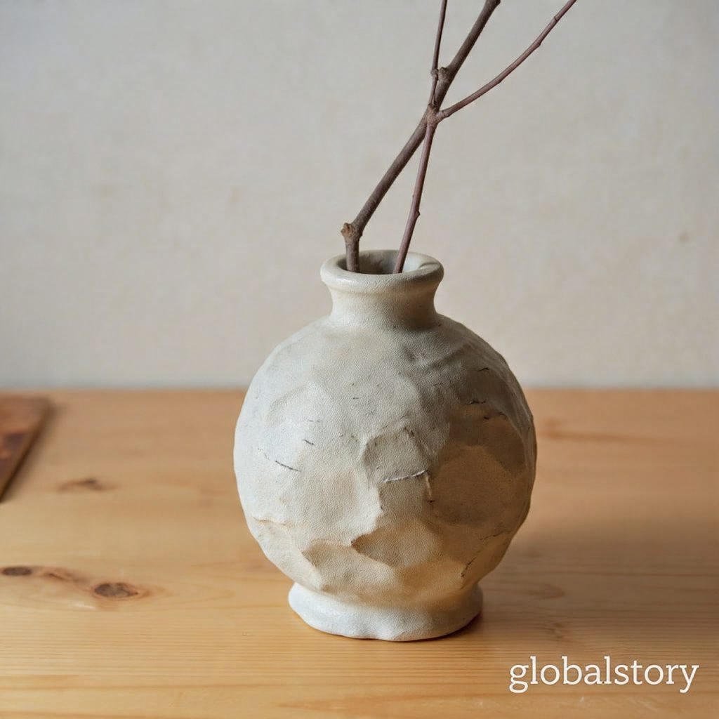 Wabi-Sabi Textured Stoneware Vase